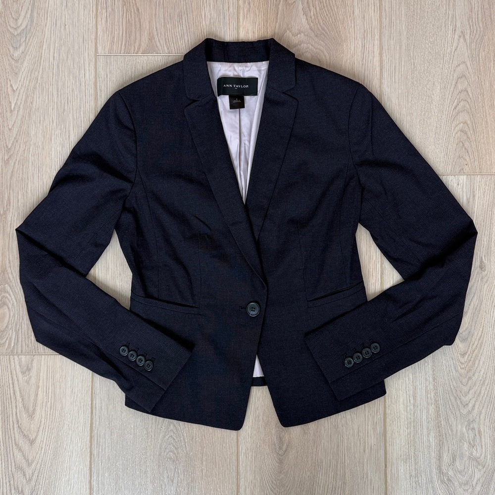 Ann Taylor Women’s Blazer, Deep Plum Purple, Notched Lapel, Single Button Jacket